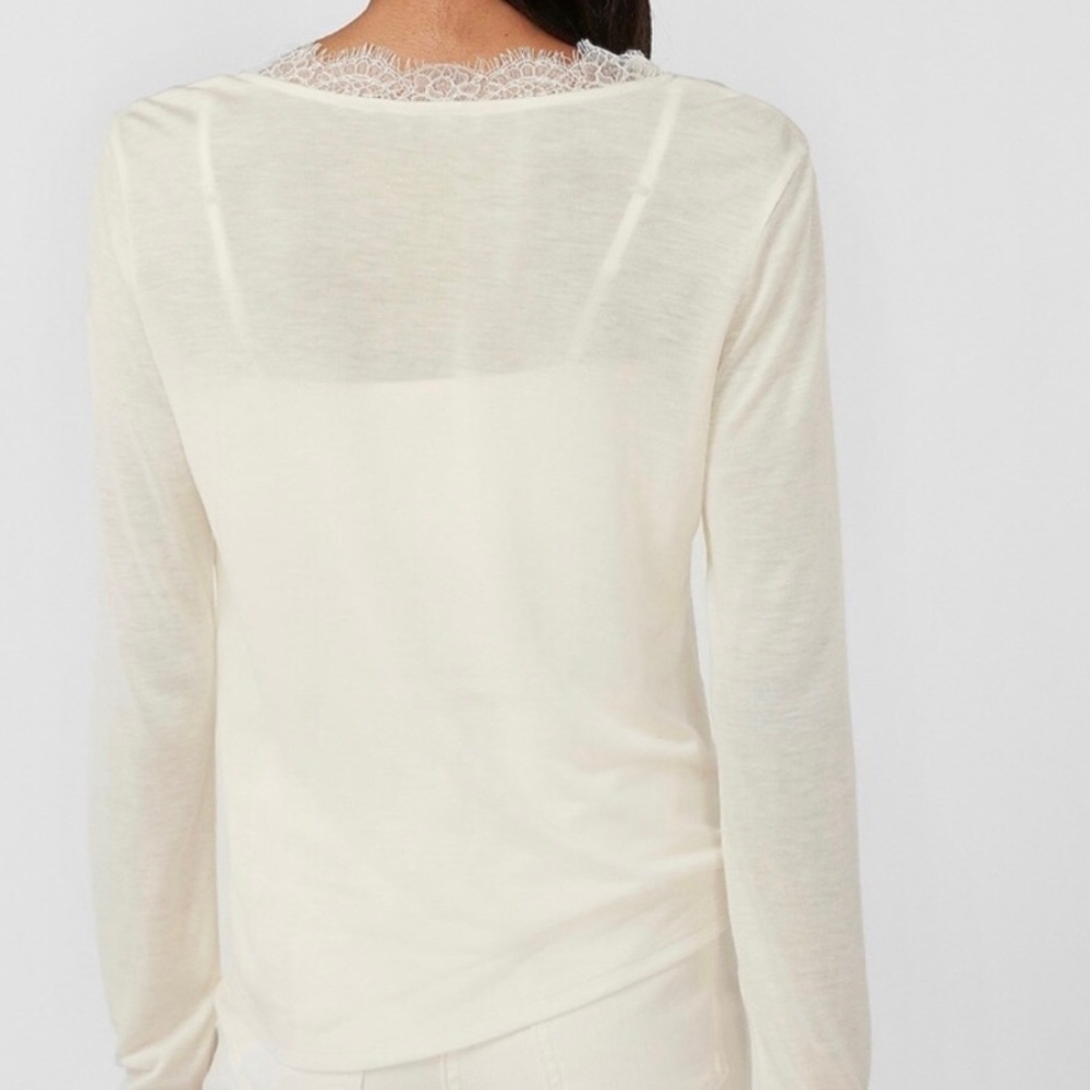 Express Relaxed Lace Pieced V-Neck Tshirt Sz Large - Picture 3 of 8